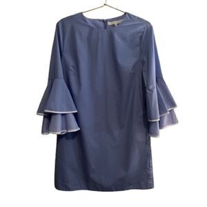 English Factory Bell Sleeve Ruffled Tiered Sheath Dress